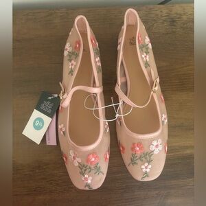 Wild Fable Pink Floral Embroidered Flats